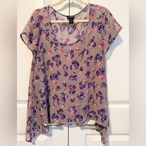 Torrid Floral Top with Purple and Pink Accents